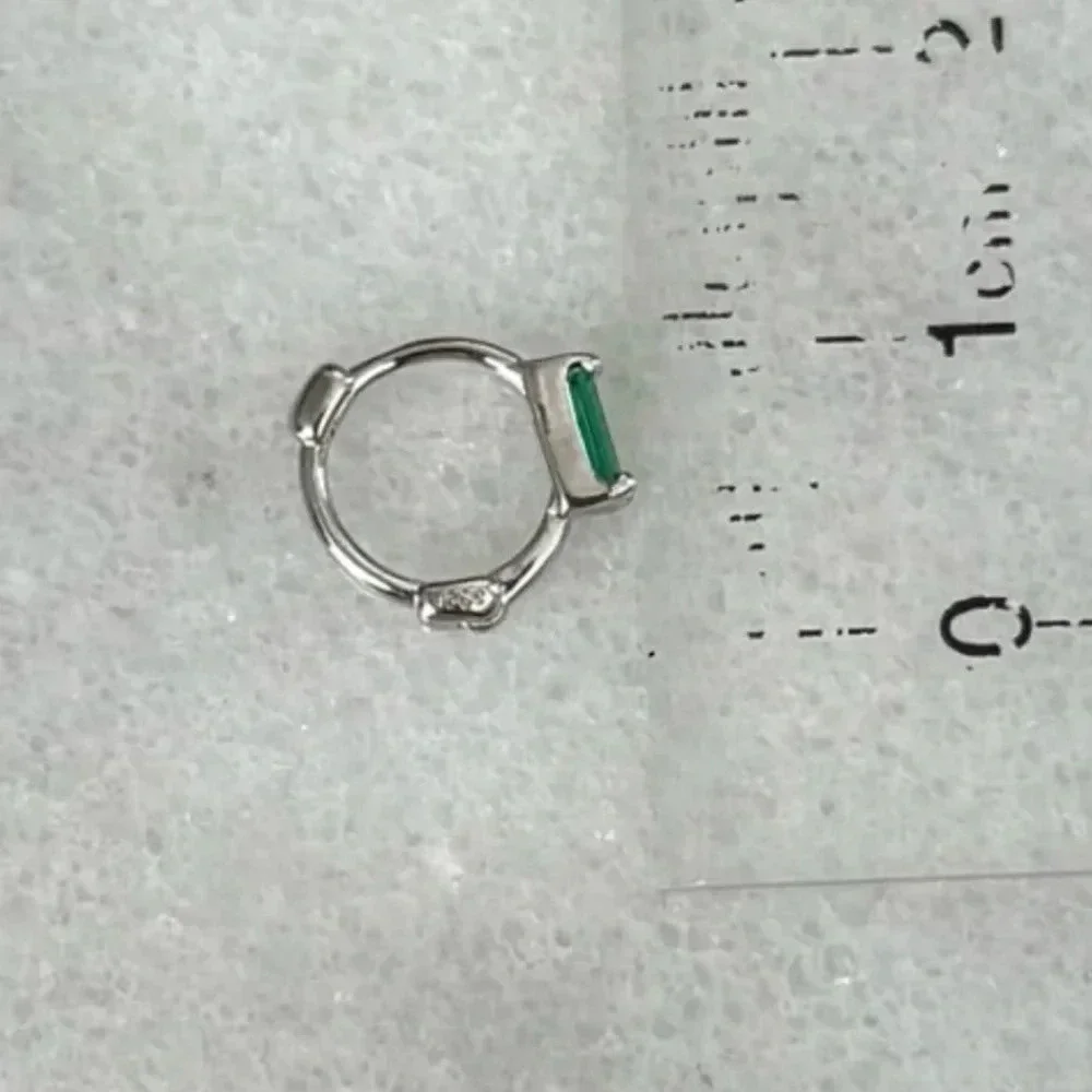 NEW STOCK Sterling Silver Green Crystal Mini Small Huggie Hoop Earrings - Picture 3 of 4
